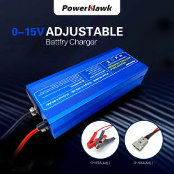 Cargador de Batería Inteligente de 14.6V 50A/60A, Voltaje y Corriente Ajustables, Adaptador de Carga Rápida para Banco de Baterías LiFePO4 de 12V