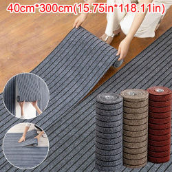 40cm x 3m DIY Color sólido a rayas alfombra para puerta de cocina alfombra para el suelo decoración de la habitación alfombra autoadhesiva antideslizante decoración del hogar alfombra del pasillo