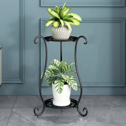 1 paquete, elegante soporte para flores de Metal de doble capa, expositor de plantas de pie multicapa con estilo europeo moderno para