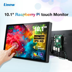 Monitor Táctil IPS de 10.1 Pulgadas, Pantalla de 1920×1200 para Raspberry Pi 5/4/3, Altavoces Integrados, VESA 75×75, HDMI y Tipo-C
