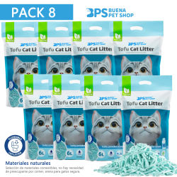 Arena para gatos Bps Tofu paquete de 6L cada uno - sin polvo, material a base de plantas para controlar olores, forma grumos rápido, segura para tirar al inodoro, ideal para gatos sensibles y para uso