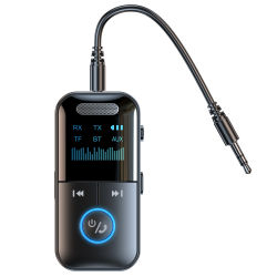 Adaptador auxiliar Bluetooth 5,4, transmisor receptor de Audio, pantalla LED con conector de 3,5mm para coche/estéreo doméstico/auriculares con cable/altavoz/TV