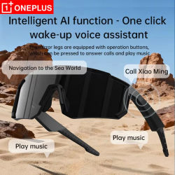 Gafas Inteligentes OnePlus AI con Auriculares 2 en 1, Bluetooth, Música, Llamadas, Protección Contra el Viento, Gafas de Tecnología Negra