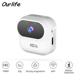 Ourlife A800 Mini cámara 1080P WiFi cámara de seguridad inteligente para el hogar Monitor videocámaras cámara de videovigilancia con seguimiento de movimiento