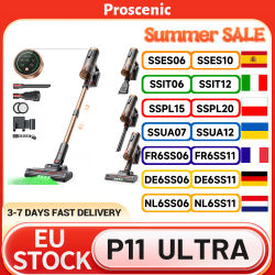 Aspiradora Inalámbrica Proscenic P11 Ultra, Succión de 40kPa, Luz LED Verde, 40 Minutos de Autonomía, Cepillo Anti-Enredos, Filtración de 4 Capas
