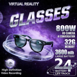 Gafas Inteligentes con IA 2026, Cámara 4K HD, M02 Ultra ChatGPT, Estuche de Carga de 3600 mAh, Banco de Energía, 32 GB, Traducción, Música, Video, Gafas de Sol