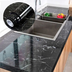 Papel adhesivo DIY para cocina, pegatinas de PVC de color sólido, papel tapiz decorativo de mármol para el hogar, muebles para sala de estar y estudio