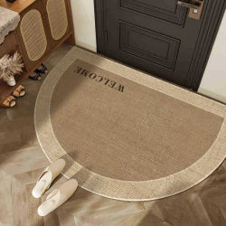 Alfombra de puerta de terciopelo de cristal semicircular Simple, alfombrilla antideslizante para el hogar, alfombrilla para el porche, alfombrilla para el baño