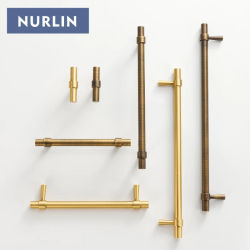 Nurlin, latón antiguo cepillado sólido, bronce, 500mm, 19,5 pulgadas, tiradores de gabinete, barra en T, muebles, armario, manija de electrodomésticos