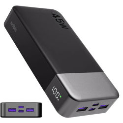 Batería Externa NOBIS de 45W y 20000mAh para Teléfonos Móviles con Carga Rápida | Batería Externa con Cable USB-C, Cargador Portátil con Pantalla Digital para Teléfono, Android, Laptop, etc.