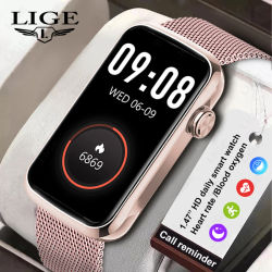 Reloj inteligente LIGE de 1,47 pulgadas para hombres y mujeres, pulsera inteligente con control del ritmo cardíaco y de pasos, Monitor deportivo de salud, reloj inteligente resistente al agua para
