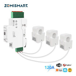 Zemismart 120A Zigbee WiFi medidor de energía trifásico Monitor de potencia inteligente en carril Din CTs de núcleo dividido dibujables funciona con la aplicación Tuya