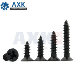 AXK 100 Uds tornillos autorroscantes M1.7 M2 M2.3 M2.6 M3 tornillos para ordenador portátil tornillos para ordenador cabeza plana Philips pequeña acero al carbono negro