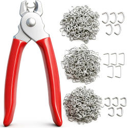 Kit de alicates para anillos de cerdo con anillos galvanizados para jaulas de animales, muebles, cuerdas, embalaje, tapicería automotriz y herramienta de reparación DIY