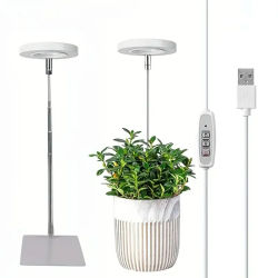 Luz LED de cultivo con anillo, lámpara de cultivo de espectro completo con temporizador de encendido/apagado automático, luces de crecimiento regulables en altura ajustables para plantas de interior