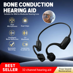 Audífono de conducción ósea para personas sordas y con problemas de audición, audífono Bluetooth recargable de 32 canales de grado médico