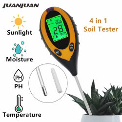 Probador de suelo 4 en 1, medidor de temperatura de humedad de PH, Monitor de humedad del suelo, herramienta de medida de acidez para plantas de jardín