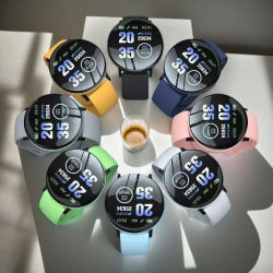 Reloj inteligente D18: monitor de frecuencia cardíaca, reloj deportivo digital redondo para hombres y mujeres (banda incluida, comparar con D20/Y68)