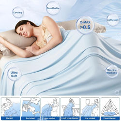 Manta de Seda Helada Ultrafría, Manta Refrescante de Verano, Suave, Ligera y Lavable, para Uso en Interiores y Exteriores, para Siesta en Casa