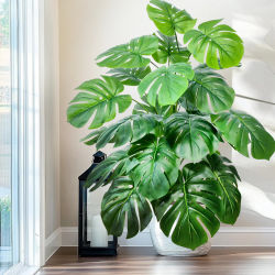 Planta Monstera Artificial de 40-130cm(51,18 pulgadas), palmera falsa, hoja de tortuga de plástico, planta verde para decoración del hogar, jardín, habitación y oficina