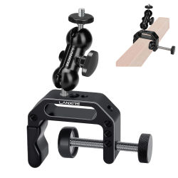 Lanxire-abrazadera de cámara con cabezal de doble bola, brazo mágico para cámara, valla, escritorio, trípode, Monitor, luz, GoPro, Insta360