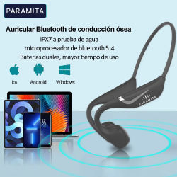 PARAMITA-auriculares inalámbricos con Bluetooth, conducción ósea, BT5.4, batería Dual, batería súper larga, resistentes al agua, para deportes, correr y ciclismo