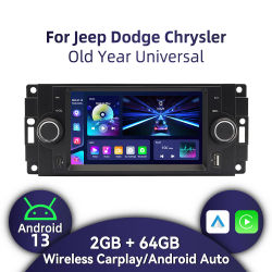 Radio Estéreo para Auto 1Din de 6.2 Pulgadas con Carplay, Sistema Multimedia Android para Jeep, Dodge, Chrysler, Aspen, 300, PTCruiser, Caliber, Charger, Durango, Dakota