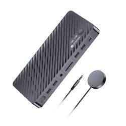 Conmutador KVM 8K para 2 Monitores y 2 Computadoras (Portátil y de Escritorio), Carga USB-C de 100W, Ethernet, Estación de Acoplamiento para Monitores Duales (iDock B10)