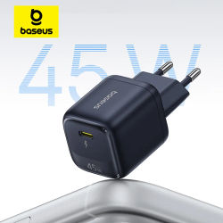 Cargador Baseus 45W GaN para iPhone 17 16 15 14 13 Pro Max, Cargador USB C con Soporte para Carga Rápida PD QC PPS para Laptop