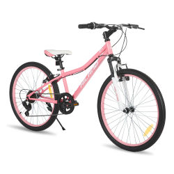 Hiland Bicicleta de montaña de 24 pulgadas para niños de 7 años, horquilla de suspensión delantera, bicicletas para niños y niñas, andador para bebés de varios colores