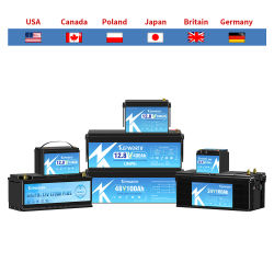 Batería LiFePO4 de 12V, 24V, 100AH, 120AH, 300AH, baterías de litio BMS integradas con Bluetooth, 6000 ciclos para campistas RV, carrito de Golf