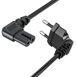 Cable de alimentación de la UE, Cable de alimentación de 2 pines, figura europea 8, Cable adaptador Euro en ángulo de 90 grados para Samsung, Philips, LG, Sony TV