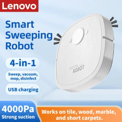 Aspiradora Robótica Inteligente Lenovo 4 en 1, Robot Automático para Barrer, Fregar, Aspirar y Esterilizar con Carga USB para el Hogar