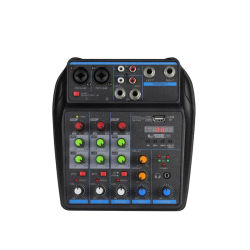Mezclador de 4 canales, consola mezcladora de DJ con Bluetooth, Monitor de potencia fantasma de 48V, sistema de Karaoke, mezclador USB de Audio