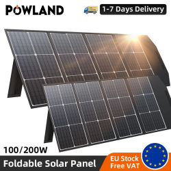 POWLAND-Panel Solar plegable, cargador portátil de 18V, 100W, 200W, salida de CC, PD, tipo c, QC3.0, para teléfonos, tabletas, Camping, RV, viaje