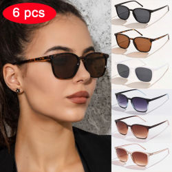6 uds/4 uds/3 uds gafas de sol pequeñas cuadradas para mujer montura rectangular gafas de sol coloridas púrpuras para mujer Y2K gafas de sol Retro con gradiente UV400