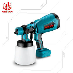 ONEVAN-pistola pulverizadora eléctrica de 1000ML, pulverizador de pintura inalámbrico, aerógrafo con revestimiento de acero para muebles de coche, Compatible con batería de 21V y 18V