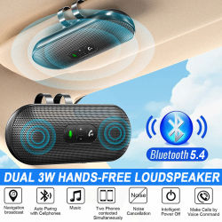 Kit de coche Bluetooth 5,4, altavoz manos libres Dual de 3W, altavoz con visera solar, reproductor Mp3, receptor de música inalámbrico con asistente de voz