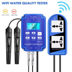 Controlador de PH ORP 2 en 1, Monitor Digital Redox con relé de potencia de salida, sonda de electrodo de Control BNC para plantas hidropónicas