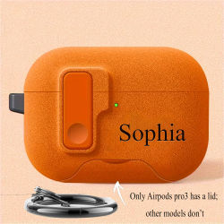 Funda personalizada con nombre personalizable para AirPods Pro 1/2/3/4 Pro/Pro2/Pro3, funda protectora con nombre impreso UV, antipérdida
