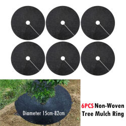 6 uds 15cm-82cm anillo de mantillo de árbol no tejido barrera de deshierbe estera protectora gruesa cubierta de plantas tela de jardinería anti hierba