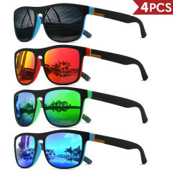 1/2/3/4 Pares de Gafas de Sol Deportivas Polarizadas Cuadradas Clásicas para Hombre, Montura Ligera de PC, Protección UV400, Unisex, Duraderas, para Conducir, Pescar, Ciclismo