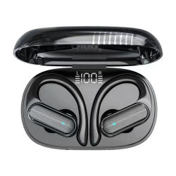 Audífonos deportivos inalámbricos Bluetooth originales con diseño abierto, micrófono, controles táctiles, cancelación de ruido y función impermeable.
