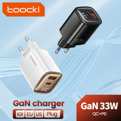 Toocki 33W GaN USB C cargador pantalla Digital PD3.0 alta velocidad tipo C cargador de carga rápida para iPhone 15 14 13 12 11 Pro Max XS