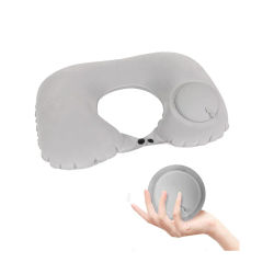Almohadas de viaje inflables para aviones, almohada portátil súper ligera para el cuello, almohada inflable automática para vértebras cervicales en forma de U, 1 ud.