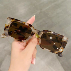 Vintage playa/viajes gradiente moda mujer rectángulo leopardo gafas de sol sombras hombres gafas de sol cuadradas lentes de diseñador de lujo