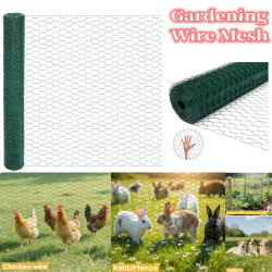 Malla de alambre de jardinería de 25m/15m/10m/5m, 1m de altura, valla de jardín, malla de alambre de acero recubierta de plástico para redes protectoras de plantas de aves de corral