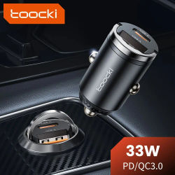 Toocki 33W Mini cargador de coche PD QC3.0 carga rápida tipo C anillo de tracción cargador USB de coche para iPhone 15 Xiaomi Samsung S24 soporte PPS
