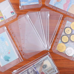 Carpeta de PVC de 8 Uds., sobres de bolsillo para efectivo A5 A6 A7, carpetas con cremallera, bolsas, organizador de dinero, archivador de documentos económicos, inserciones de hojas sueltas