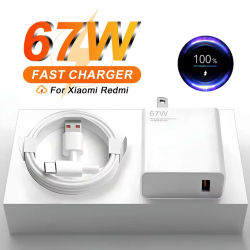 Cargador de carga rápida USB GaN de 67W, Cable de carga rápida tipo C 6A, adaptador de pared de carga rápida QC3.0 para iPhone, Samsung, Xiaomi